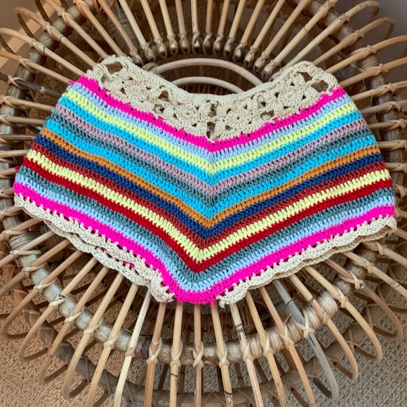 Pants - Boho Knit Stripe Bootie Shorts Surf